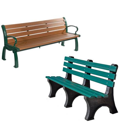 Contour Bench with Back | Recycled Plastic Planks | Powder Coated Frame