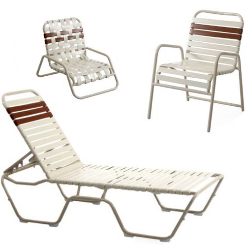 White strap best sale pool lounge chairs